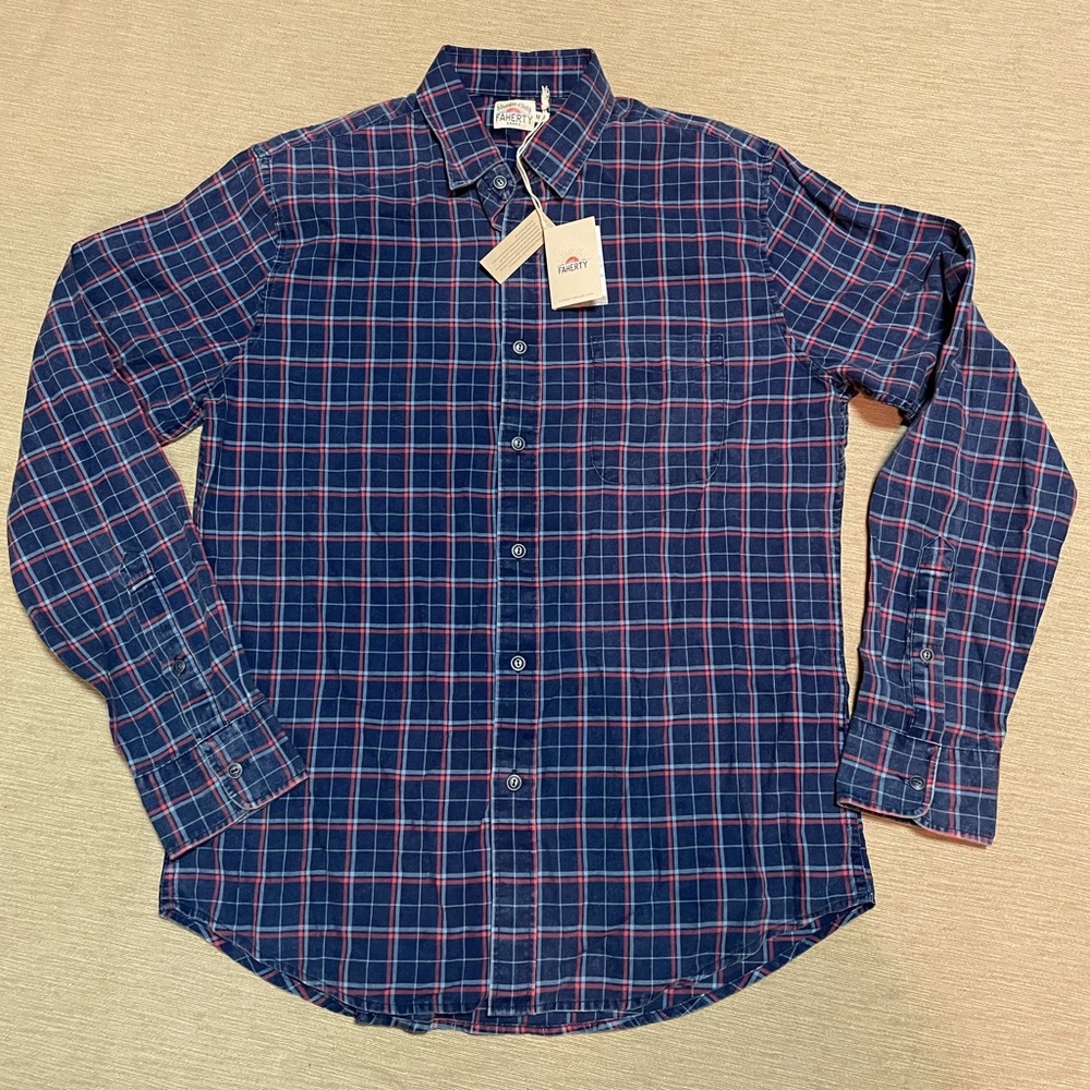 Faherty Indigo Died 100% Cotton Shirt Medium